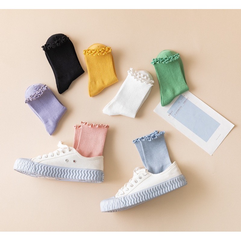 Vớ cổ cao nhún xoắn Ulzzang xinh xắn lolita cute