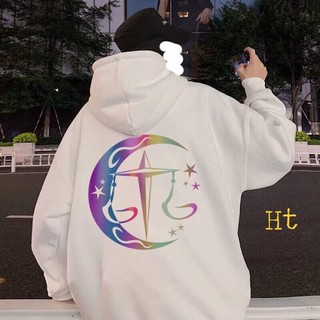 áo hoodie nỉ mũ phản quang 7 màu ngôi sao Noel in 2 mặt