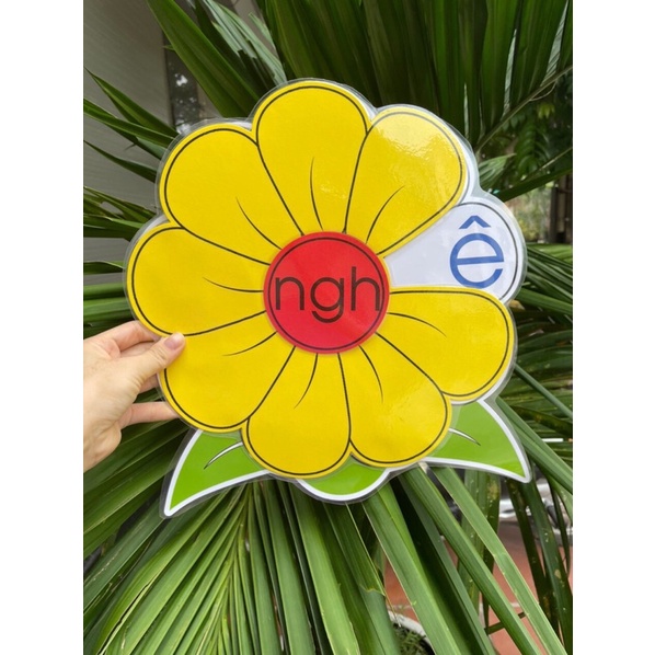 Hoa xoay đánh vần 9 cánh-Màu sắc tươi, Ép plastic toàn bộ cho bé nhanh biết đọc