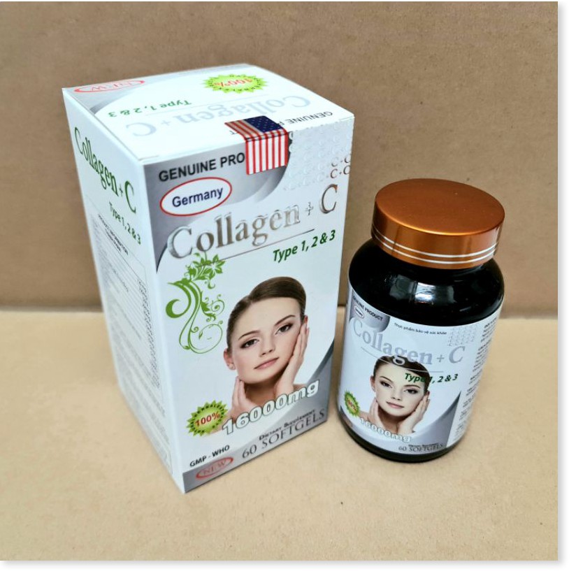 Collagen+C 16000mg đẹp da, chống lão hóa, mờ thâm, trắng da Hộp 60 viên