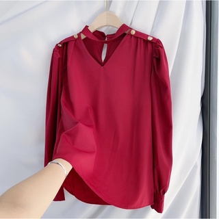 Áo sơ mi cổ choker dáng suông bigsize