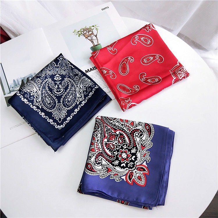 Khăn bandana lụa vuông size 70x70cm Khăn hiphop lụa vuông - Mã 7009