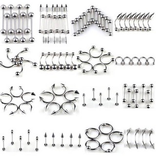 set 100 khuyên xỏ cơ bản đủ loại và kích thước to nhỏ xỏ mọi vị trí tên cơ thể