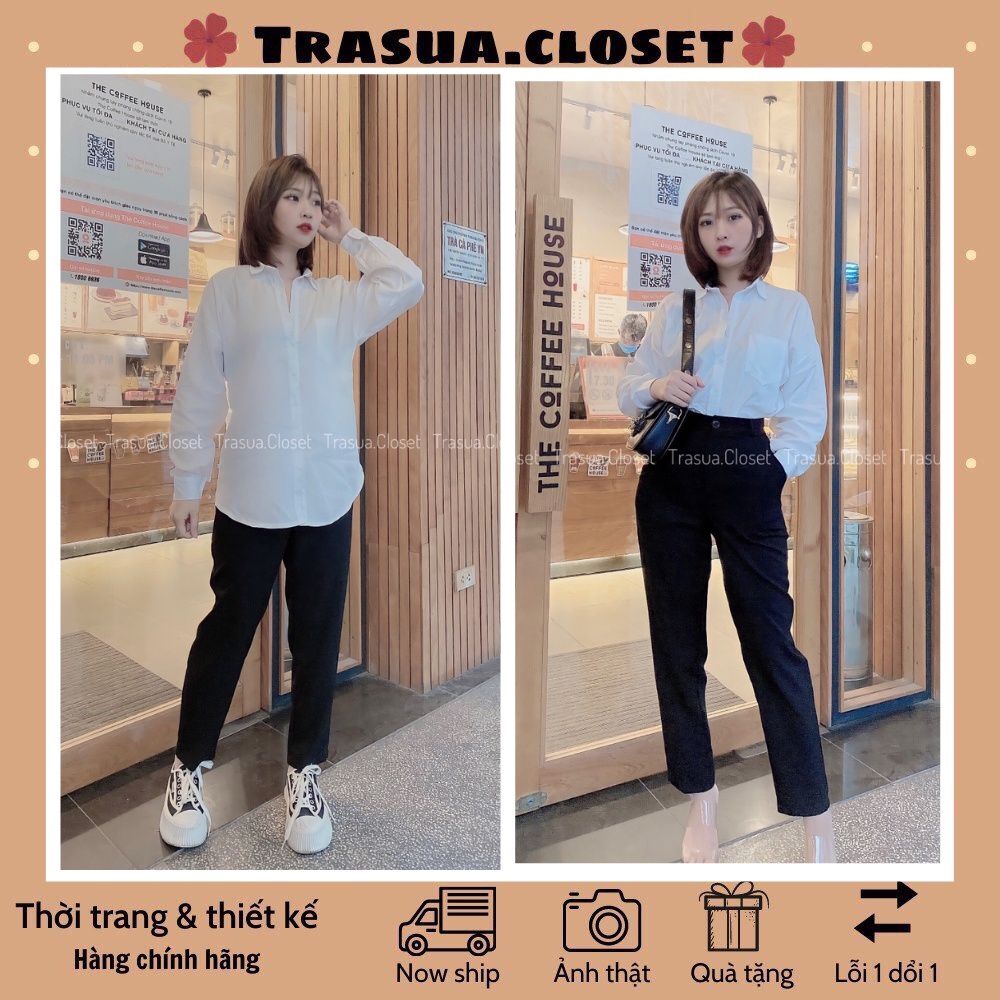 Quần Baggy, quần Tây Học Sinh Nữ 2 Tầng Khuy trasua.closet - Vải Tuyết Mưa Dày Đẹp , Có Bigsize 82KG TS Q65