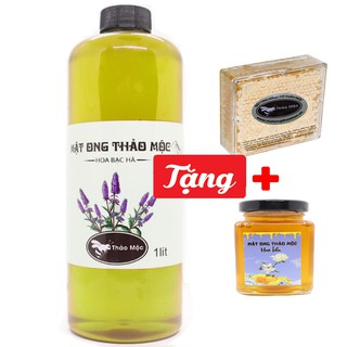 Mật Ong Hoa Bạc Hà Mèo Vạc Hà Giang ( CHUẨN) Chai 1 lít Tặng Hộp Mật Ong Bánh Tổ 250gr + Hũ Mật  Hoa Sú Vẹt Biển 50ml