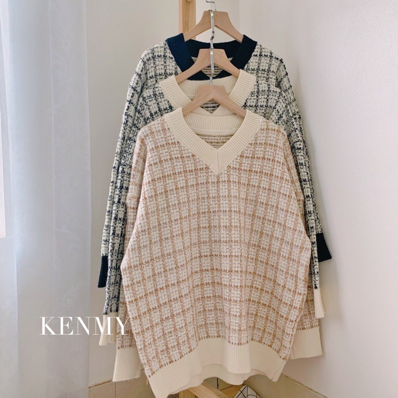 Áo len cổ tim [ HÌNH THẬT]