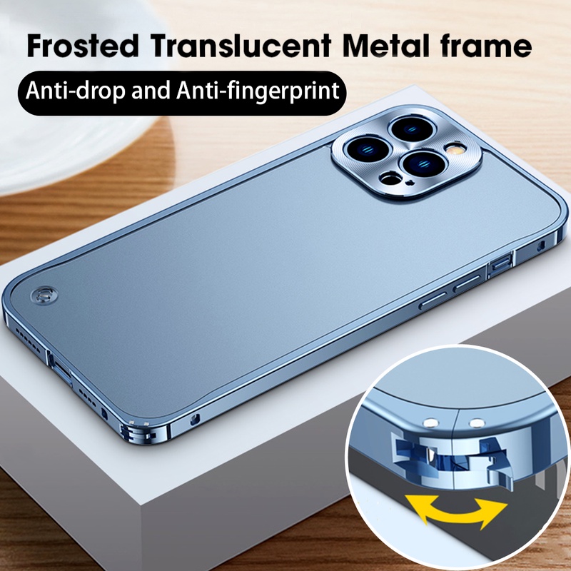 Ốp Điện Thoại Viền Kim Loại Nhôm Mặt Nhám Chống Rơi Cho iPhone 13 Pro Max