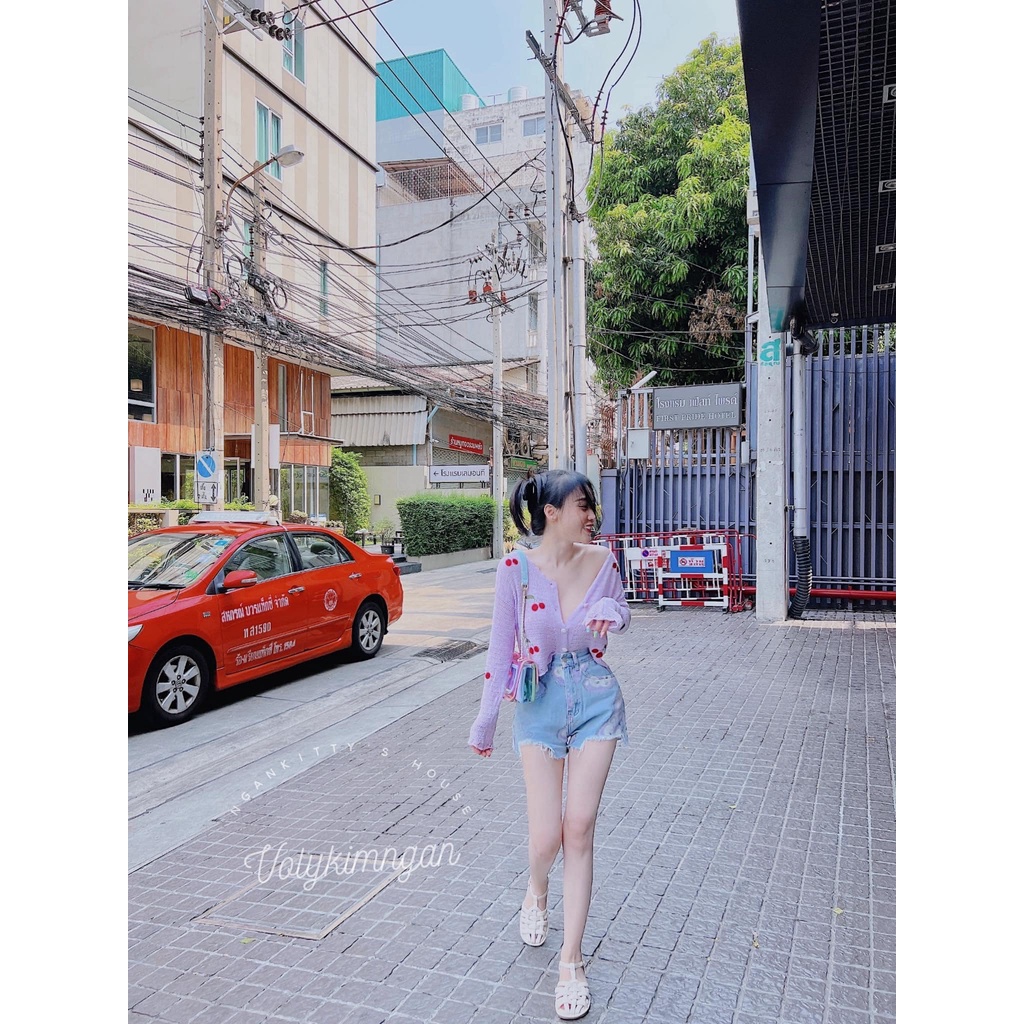 Áo len cardigan cherry