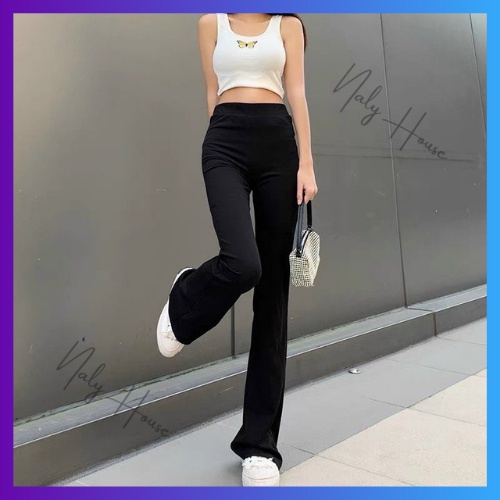 Quần Legging Nữ Legging Ống Loe Cạp Cao 7 Phân Hack Dáng Chất Cotton | WebRaoVat - webraovat.net.vn