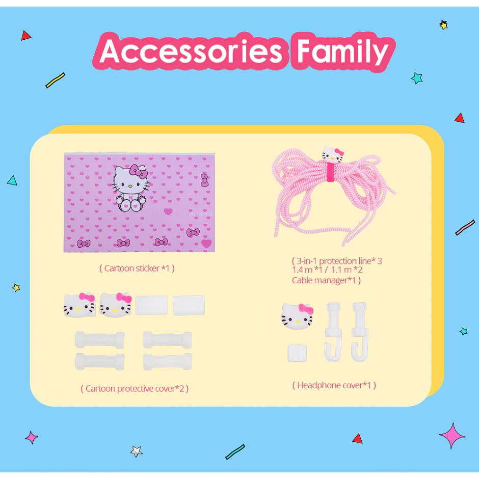 [8 in 1] BỘ DECAL DÁN, DÂY QUẤN, NÚT BẢO VỆ HÌNH THÚ ( KHÔNG KÈM CỐC SẠC, DÂY SẠC VÀ TAI NGHE )