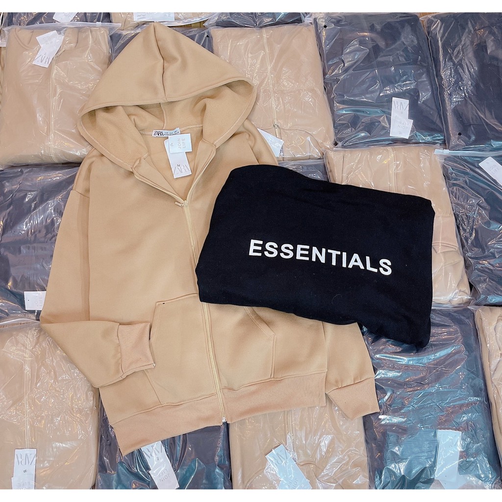 AKN15 - ÁO NỈ ESSEN KHÓA MŨ LIỀN 2 MÀU ĐEN NÂU CHO NỮ | BigBuy360 - bigbuy360.vn