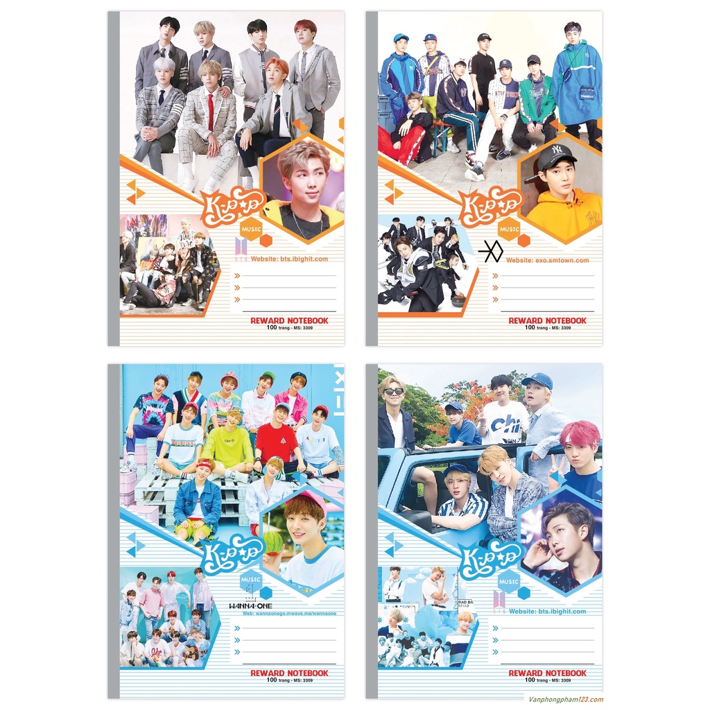 Vở viết A4 KPOP kẻ ngang học sinh 80tr,120tr BTS, Blackpink, nhóm thần tượng hàn quốc