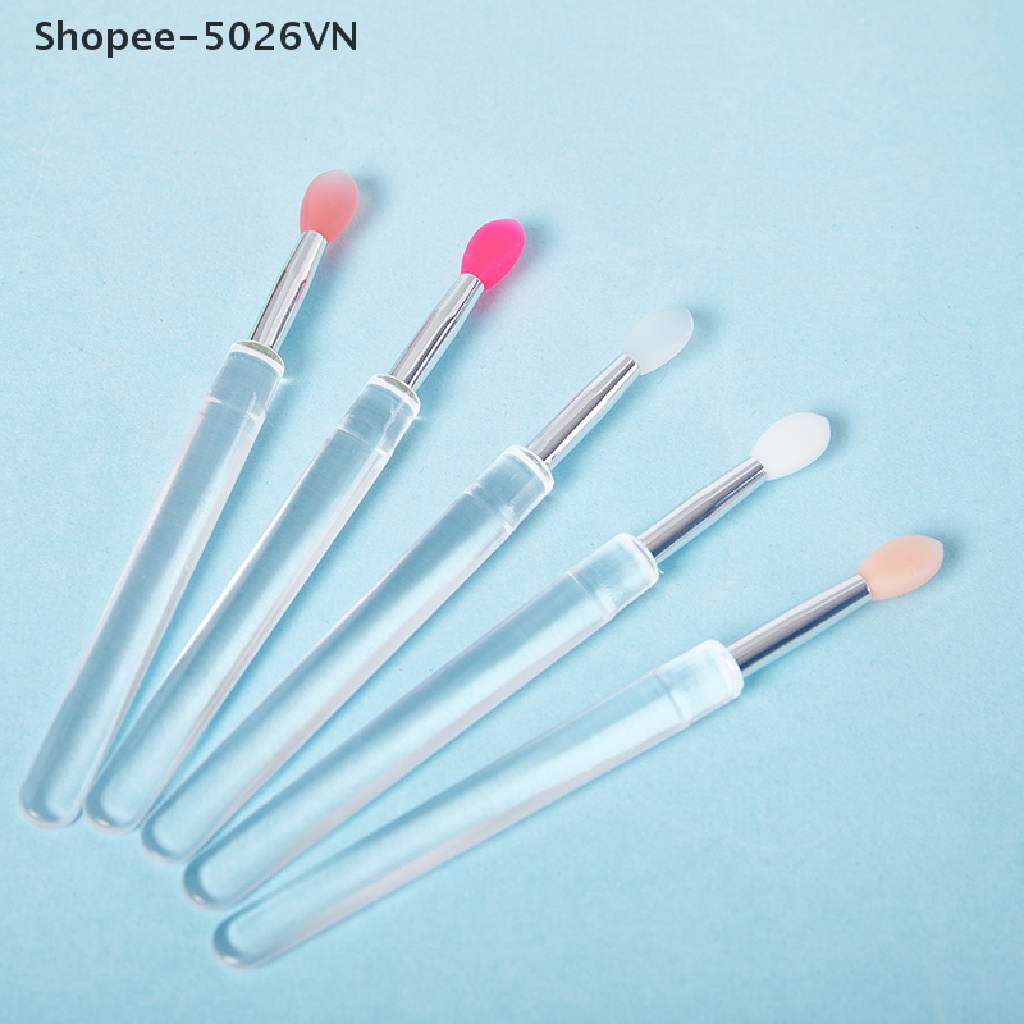 Set 2 Cọ Tô Son Bóng Bằng Silicone Kèm Nắp Đậy Chống Bụi