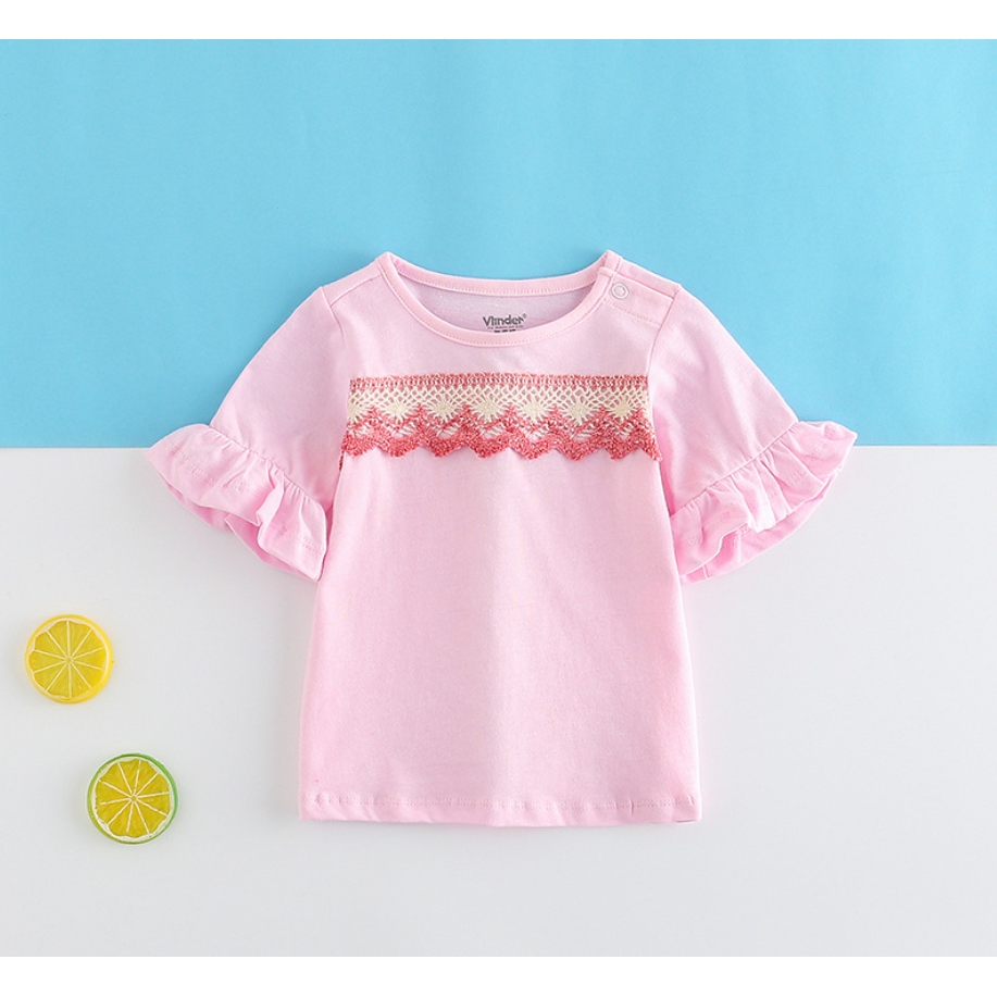 Áo Kiểu Tay Loe 100% Cotton Cho Bé Gái