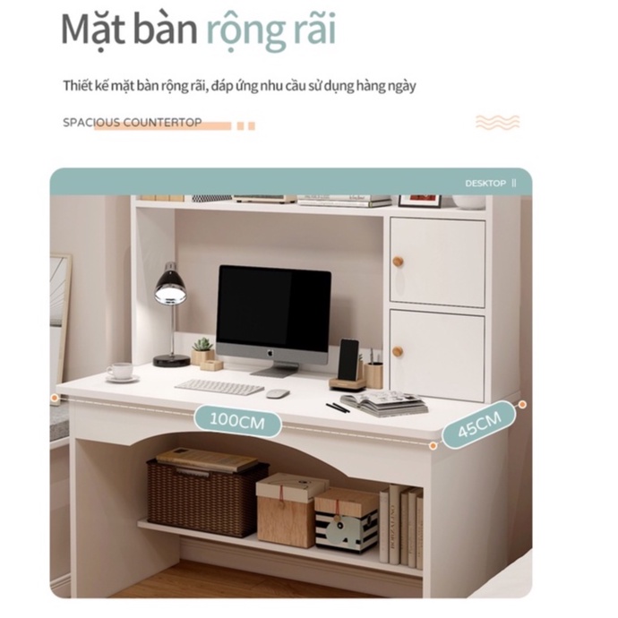 Bàn học tập tối giản dành cho căn hộ nhỏ Tích hợp ngăn kéo có thể sử dụng như bàn trang điểm