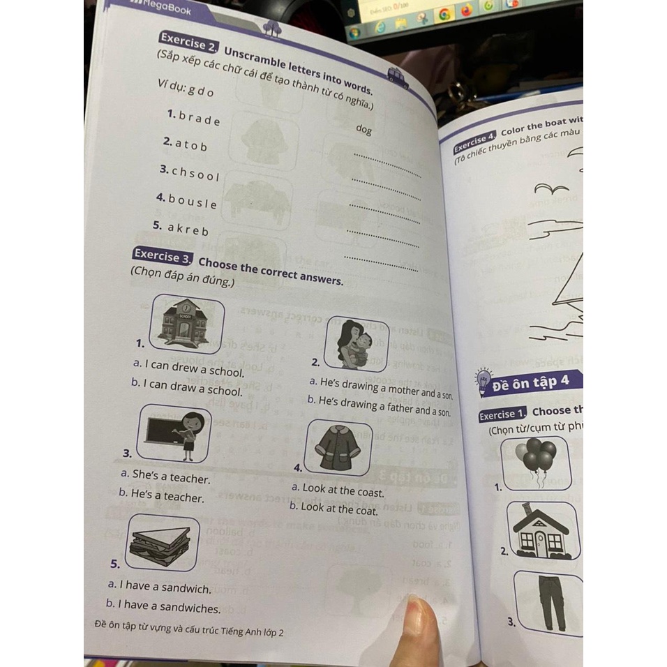 Sách - Đề ôn tập từ vựng cấu trúc tiếng anh lớp 2 ( Megabook )