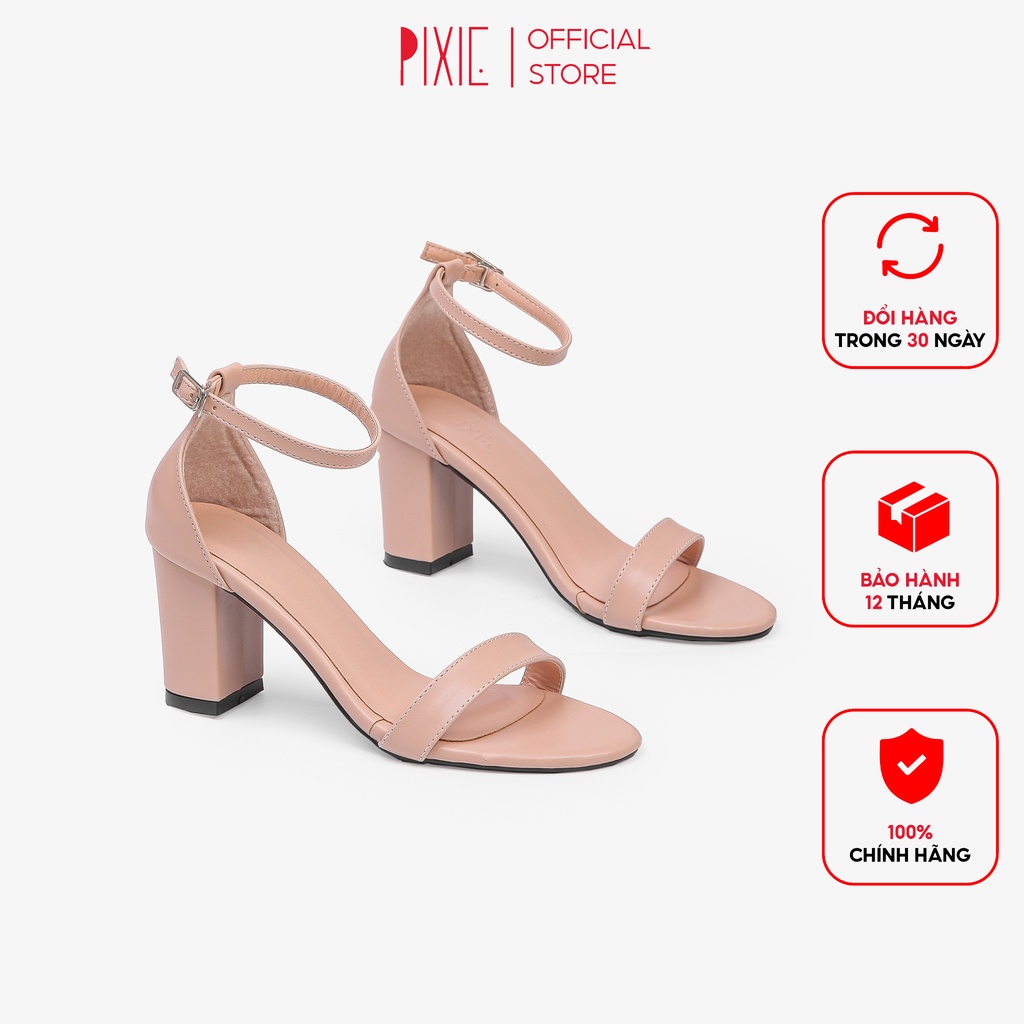 Giày Sandal Cao Gót 7cm Đế Vuông Pixie X848