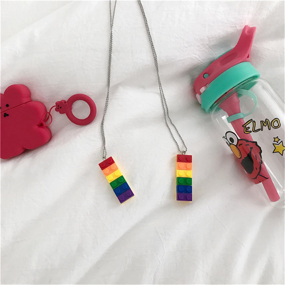 Vòng cổ mặt khối lập phương cầu vồng phong cách harajuku