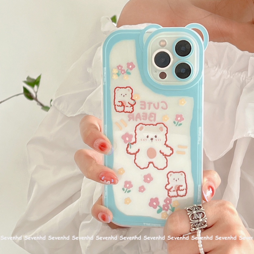 Ốp Điện Thoại Mềm Họa Tiết Tai Gấu Dễ Thương Cho iPhone 14 13 12 11 Pro Max Xs Max Xr X 6 6s Plus