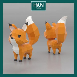 Bộ Mô Hình Giấy Tự Làm Baby Fox Dễ Thương Papercraft 3D - Trang trí- DIY -Hyun Boutique