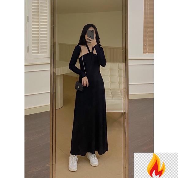 Elijah dress - Đầm dài len thun gân (áo ngoài + đầm dây) - Somalyng.studio -KLH8a