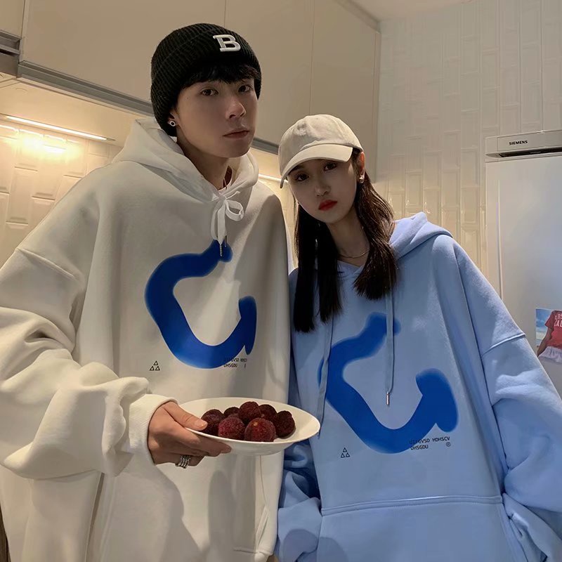 Áo hoodie dáng rộng in chữ phong cách hiphop đường phố Hàn Quốc thời trang dành cho cặp đôi kích thước M-5XL