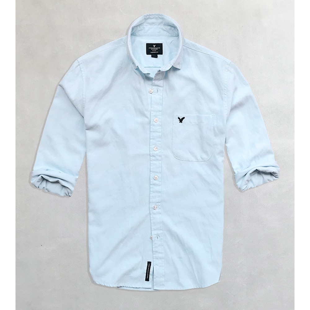 Sơ mi nam tay dài American Eagle Cao Cấp xanh ngọc vải oxford dày mịn xuất khẩu EU