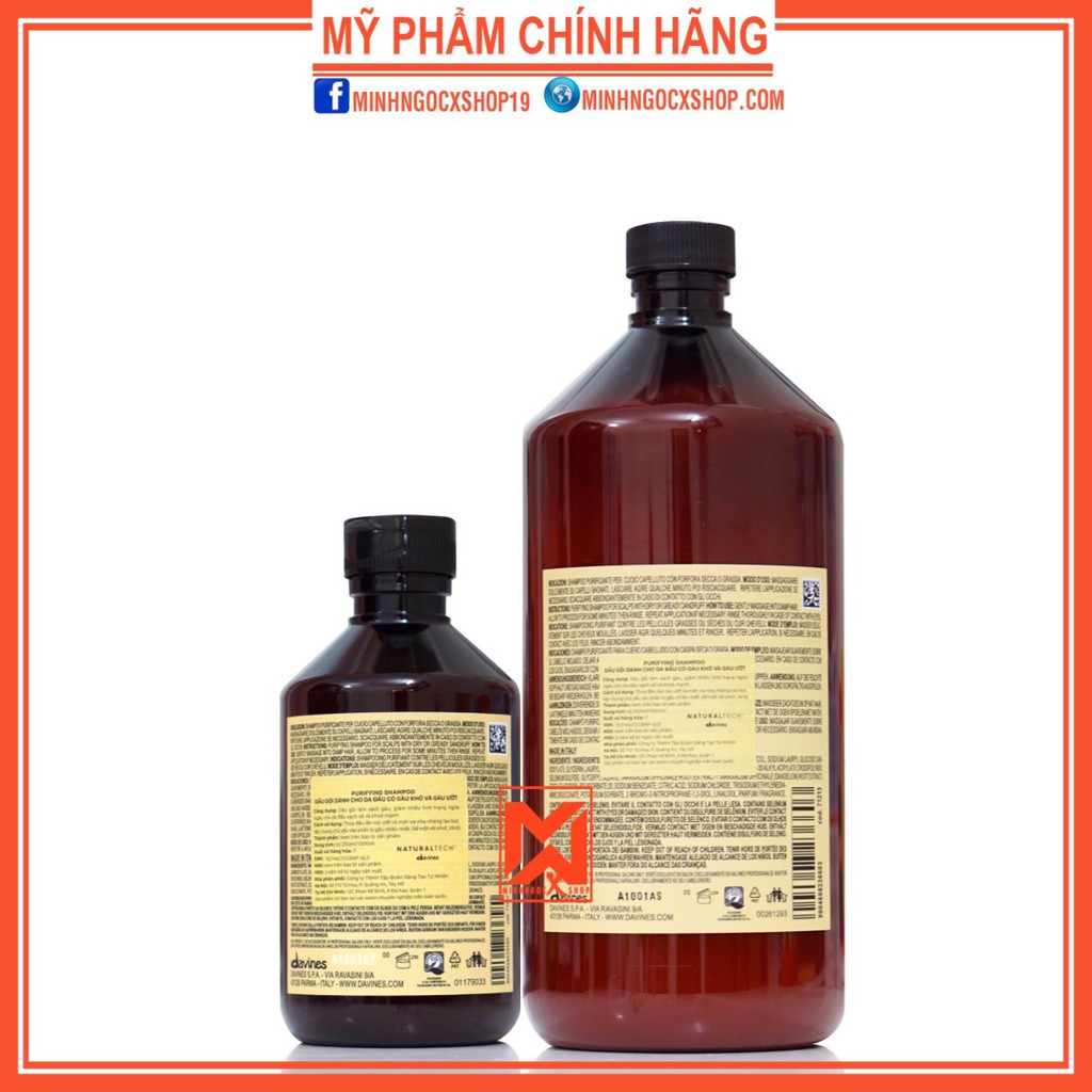 Dầu gội chống gàu DAVINES PURIFYING 250 - 1000ml chính hãng