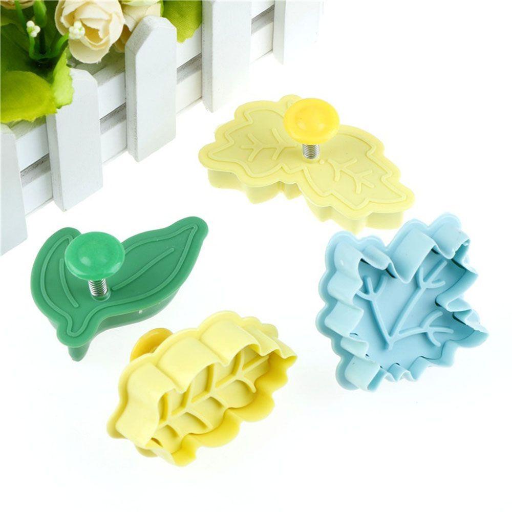 YNATURAL Set 4 Khuôn Nhấn Bánh Hình Chiếc Lá