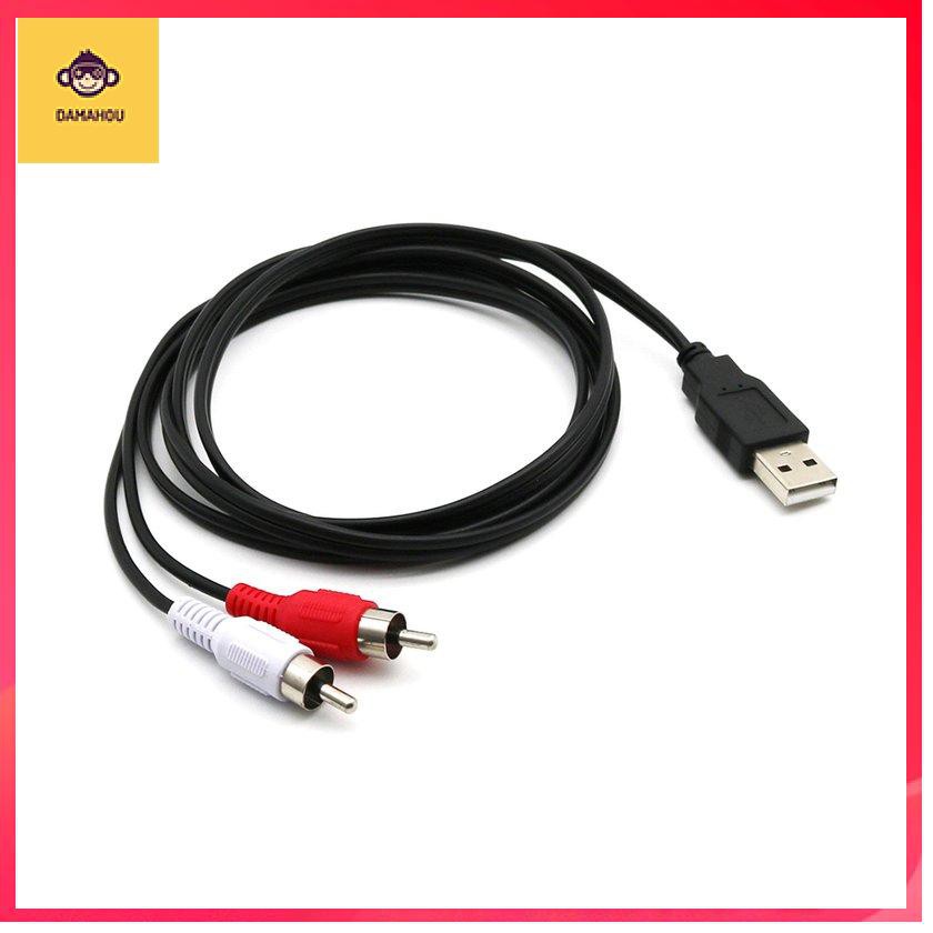 Dây Cáp Chuyển Đổi Usb A Male Sang 2 Rca Phono Av Cho Pc Tv Aux