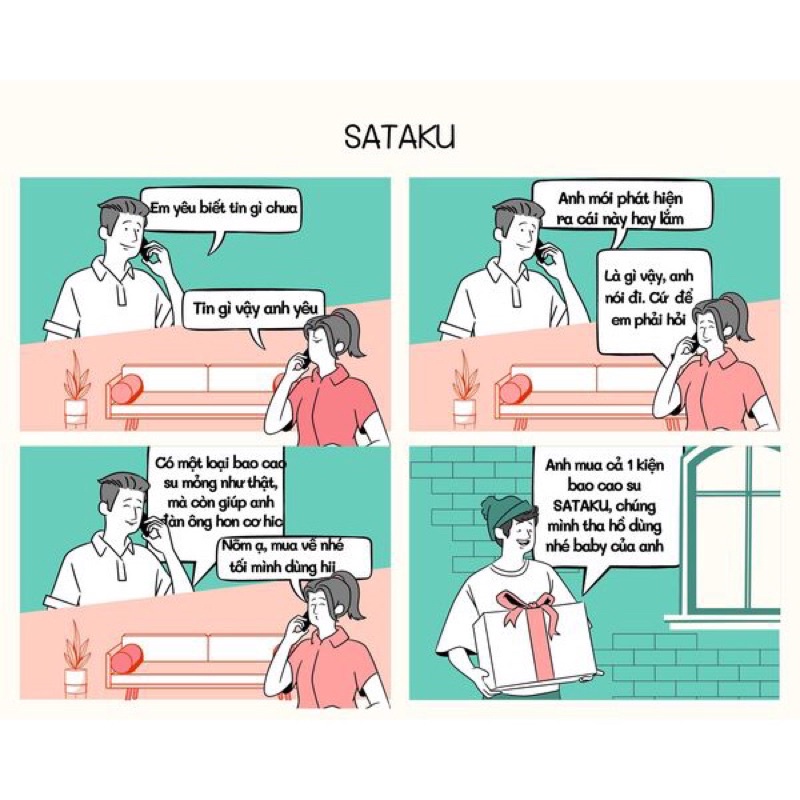 Bao cao su tránh thai nam SATAKU màu trăng Hàng chính hãng, ôm sát, mỏng hộp 10c