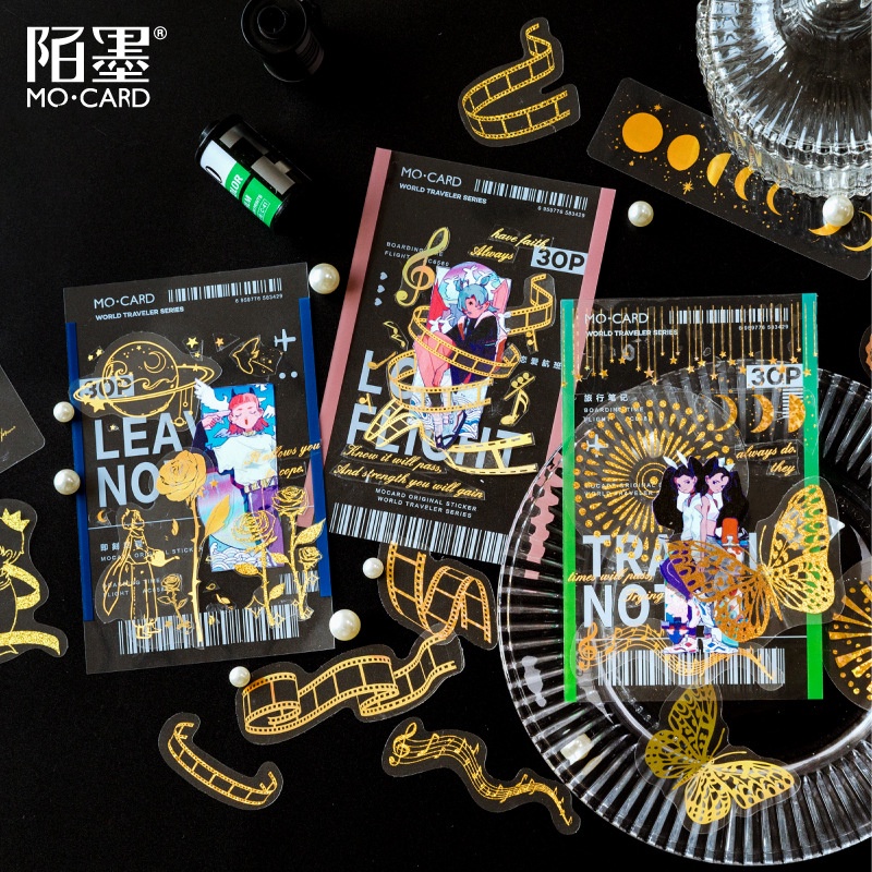 Sticker ánh nhũ giấc mộng trang trí Scrapbook, sổ tay, vở  (set 45 stickers) - [ 101 ]