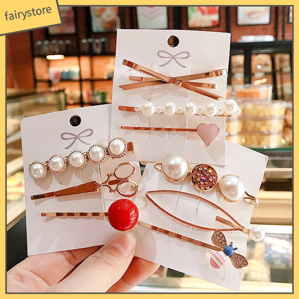 Set 2 / 3 Kẹp Tóc Đính Ngọc Trai Giả Thời Trang Cho Nữ