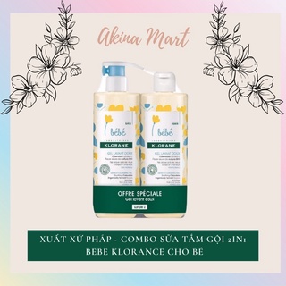 Xuất xứ pháp - combo sữa tắm gội 2in1 bebe klorance cho bé