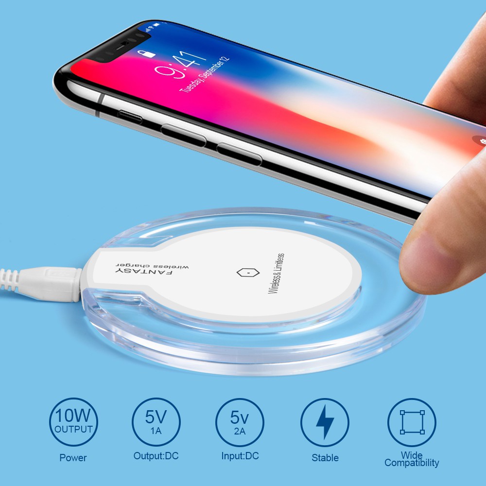 [Mã 2404EL10K giảm 10K đơn 20K] Đế Sạc Không Dây Chuẩn Qi Đa Năng Dùng Được Cho Iphone Samsung XiaoMi Huawei