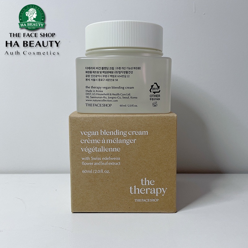 Kem dưỡng ẩm thuần chay The Face Shop The Therapy Vegan Blending Cream 60ml phục hồi chống lão hóa da