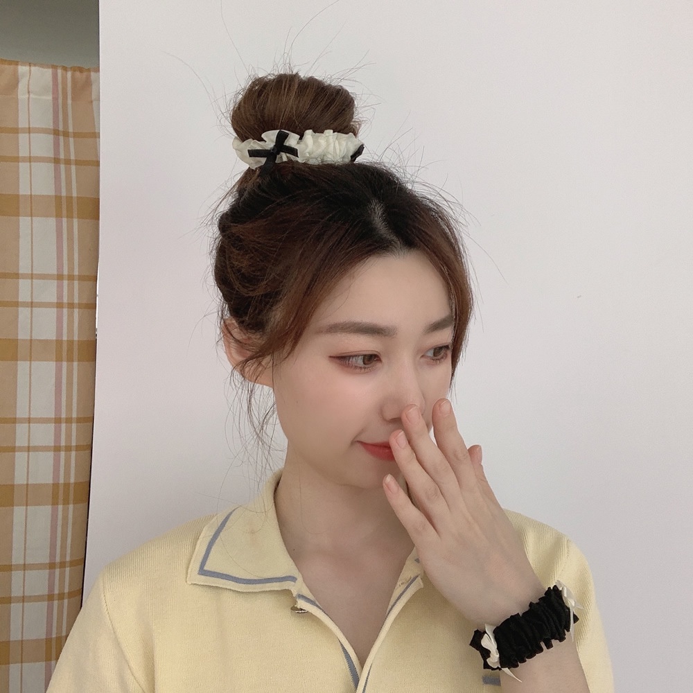 Băng Đô Cài Tóc Phối Nơ Xếp Ly Phong Cách Công Chúa Nhật Bản Cho Nữ