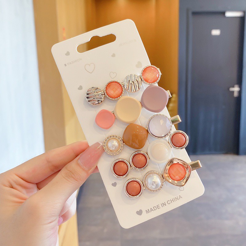 Set 5 / 6 / 8 kẹp tóc đính đá / ngọc trai giả thời trang xinh xắn cho nữ