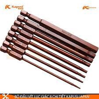Bộ 8 đầu lục giác bi nâu dài 100mm kapusi - k-7185 cho khoan và máy bắt vít