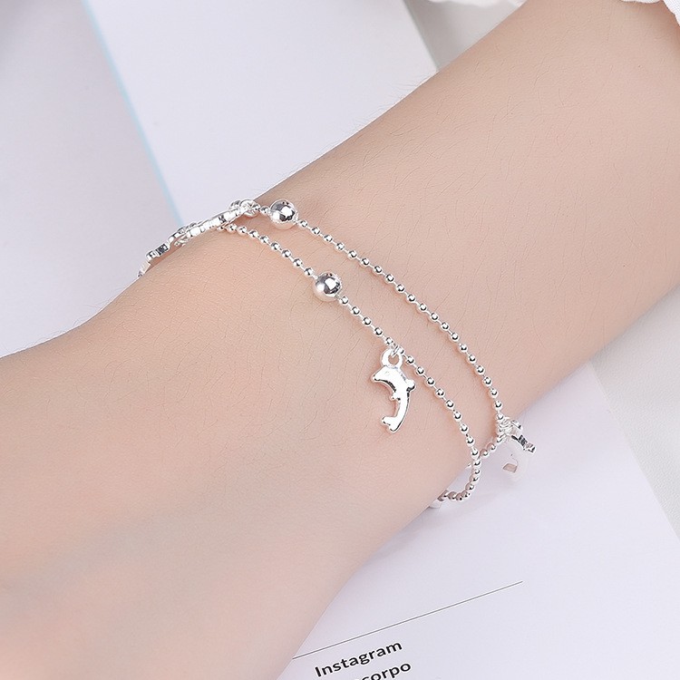 Lắc tay nữ mạ bạc cá heo Hàn quốc