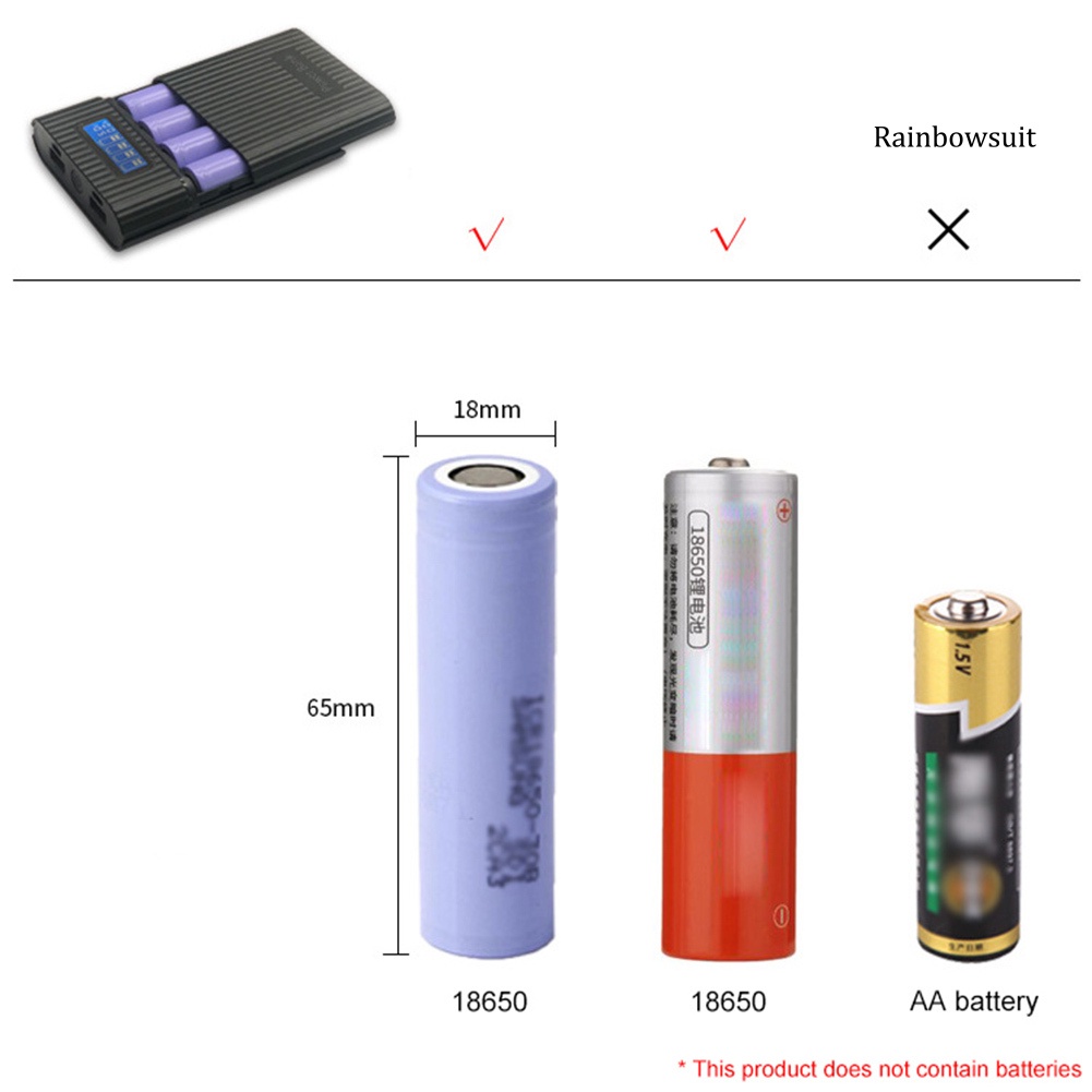 Hộp Pin Dự Phòng Tự Lắp Ráp Sức Chứa 4 Pin 18650 Có Màn Hình LCD Tiện Dụng