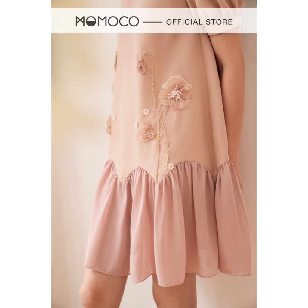 Đầm Thiết Kế Nữ Cổ Tròn MOMOCO Tay Pha Vải Trong Chất Tuýt Si Mềm Nhẹ M2789