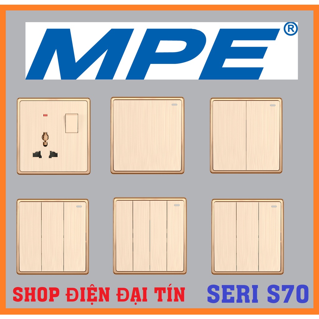 Mặt ổ cắm công tắc CAO CẤP MPE vàng SERIES S70