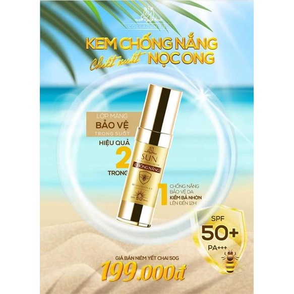 Kem Chống Nắng Collagen X3 Đông Anh 50gr Chiết Xuất Nọc Ong, Chống Tia UV, Kiềm Dầu, Bảo Vệ Da Mịn Màng