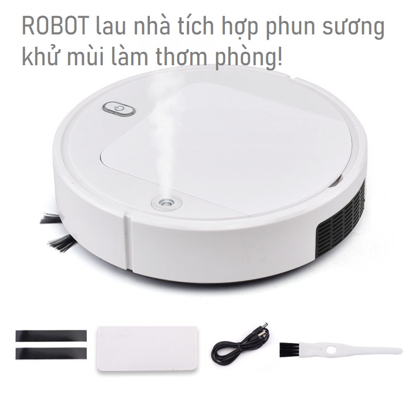 Robot hút bụi thông minh, Máy lau sàn đa năng tích hợp phun sương khử mùi diệt khuẩn