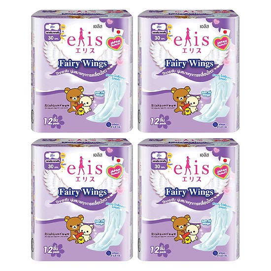 Băng vệ sinh ban đêm Elis Fairy Wings siêu chống tràn có cánh 30cm 12 miếng