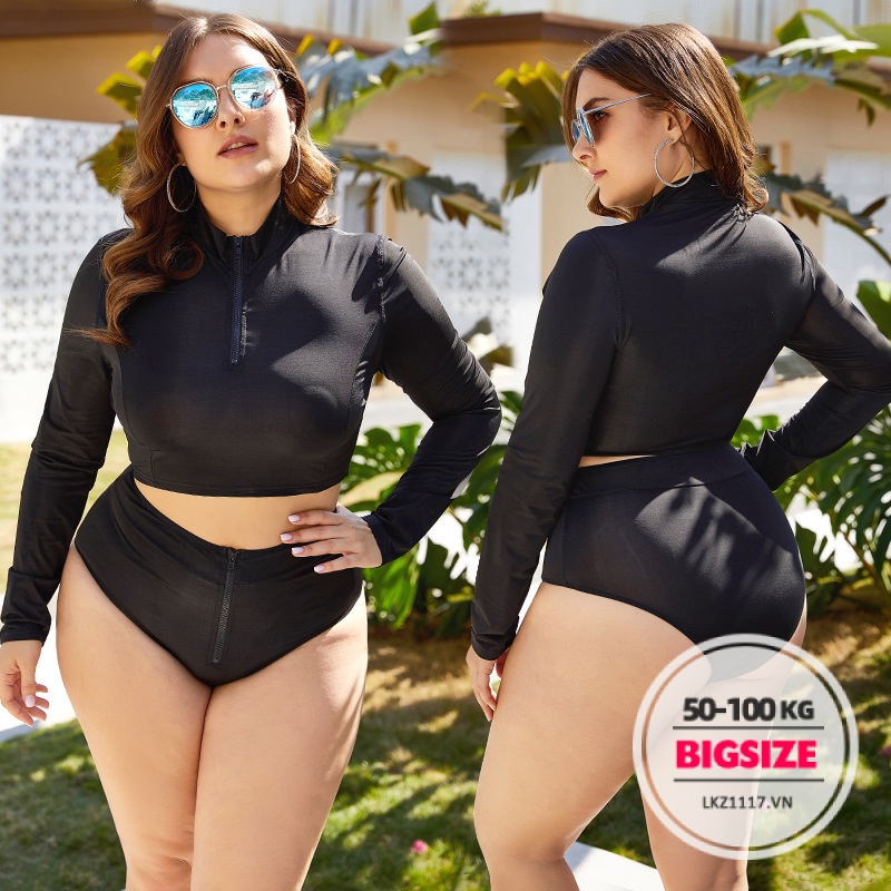 Bikini đi biển Bigsize Áo tắm 2 mảnh nữ Sexy kín đáo tay dài phong cách âu mỹ cao cấp