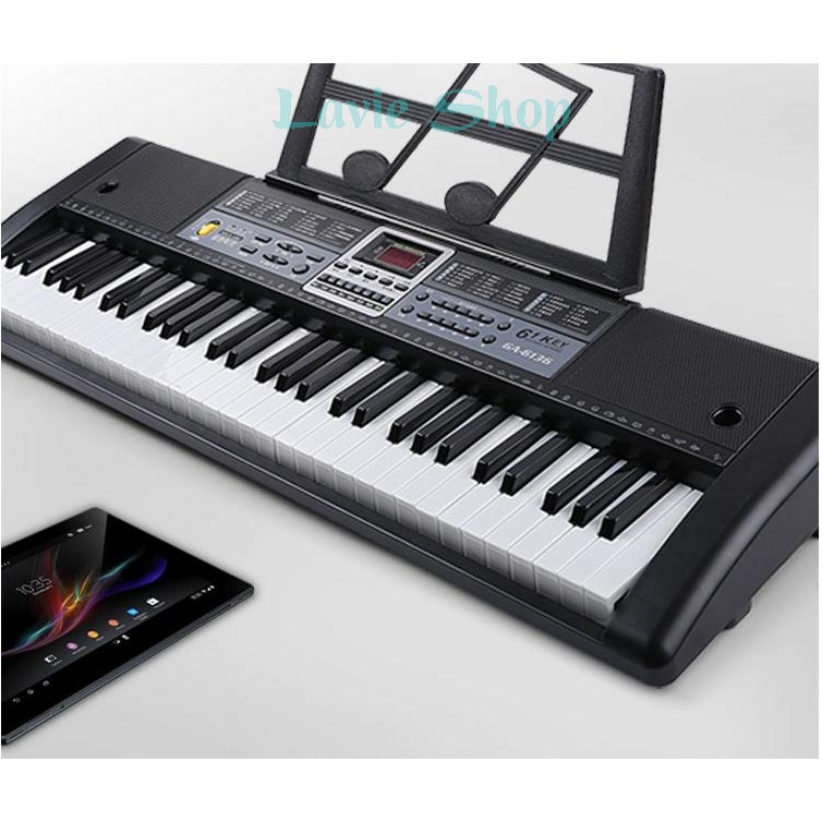 Đàn Piano Điện Đàn Organ Electronic Keyboard Đàn 61 Phím Dành Cho Người Lớn Học Kèm Mic, Sạc, Giá Đỡ