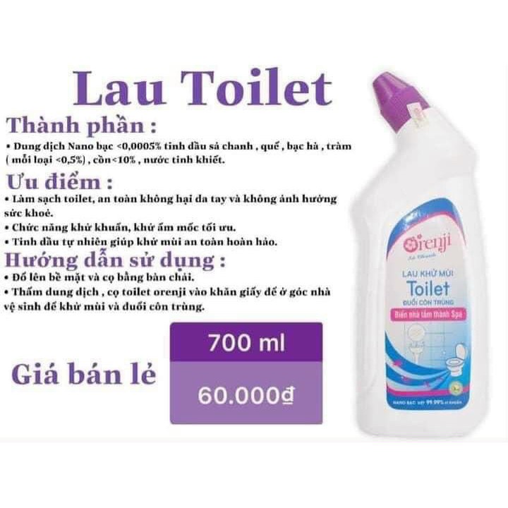LAU KHỬ MÙI TOILET SẢ CHANH THÂN THIỆN MÔI TRƯỜNG ORENJI Công nghệ nano Nhật bản an toàn với trẻ con và phụ nữ mang thai