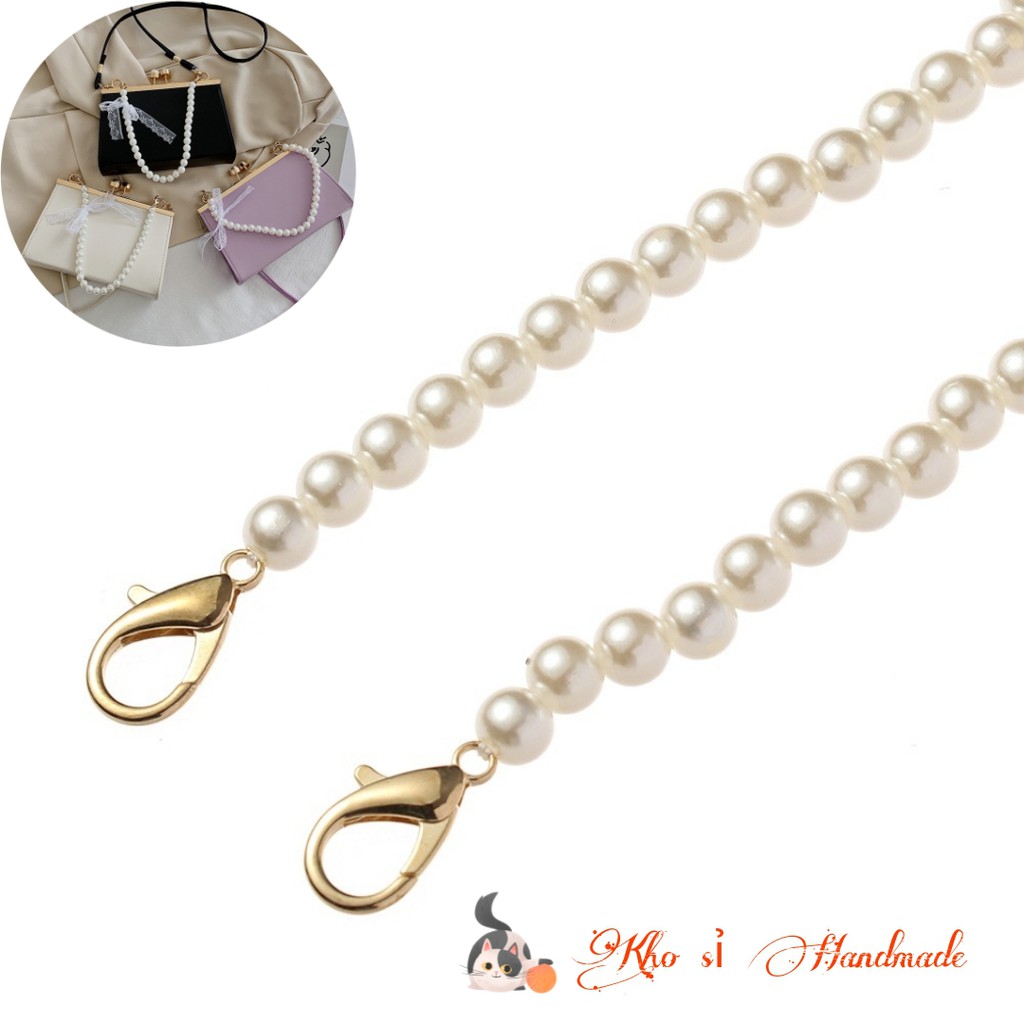 Dây Chuỗi Quai Hạt Trai 10mm Gắn Túi Xách Thời Trang Handmade